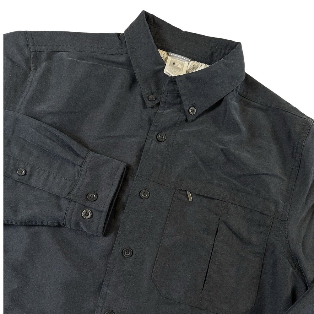 The North Face Tekware Performance Button Shirt Blk UPF 50 Hiking Outdoors Sz S